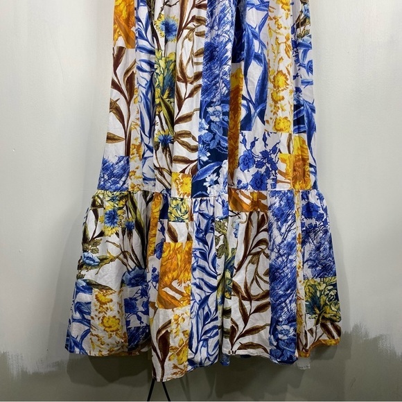 INC BOHO Phoebe Patch Printed Smocked Tiered Puff Sleeve Flowy Maxi Dress Medium - Picture 10 of 11